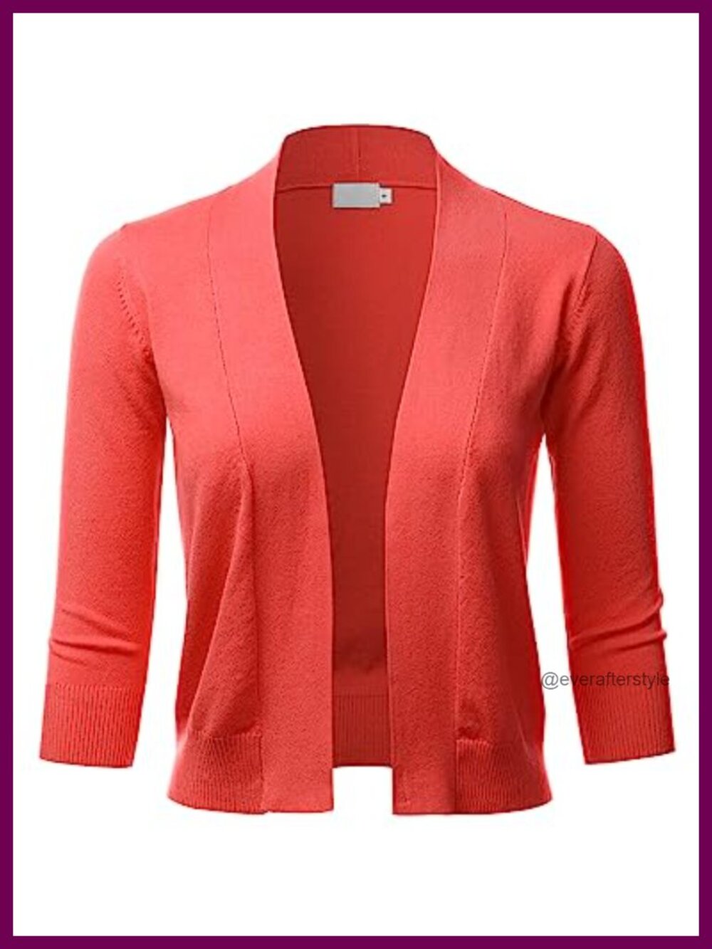 Classic 3/4 Sleeve Open Front Cropped Bolero Cardigan Shrug